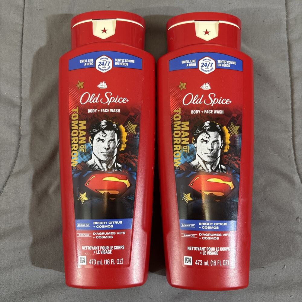 2 PACK ~ Old Spice SUPERMAN OF TOMORROW Body Face Wash 16oz Each~Limited Edition